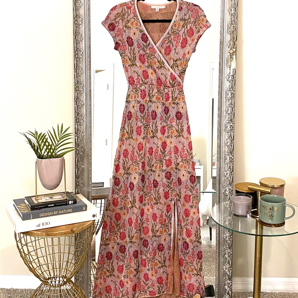 Anthropology metallic sweater dress